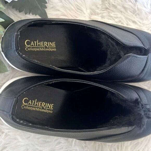 Catherine Malandrino Fur Tongue Black Platform Sneakers - Picture 7 of 12